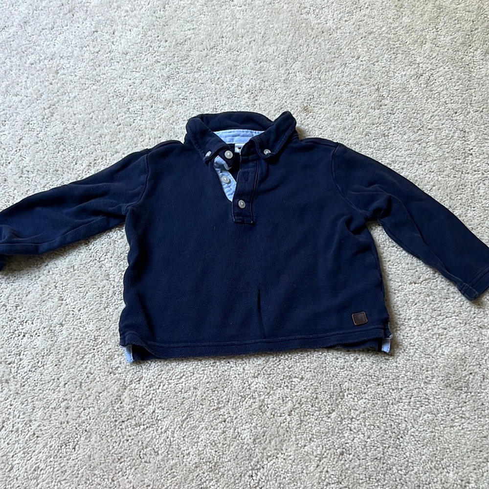 Janie and jack navy long sleeve polo, size 18 to 24 months